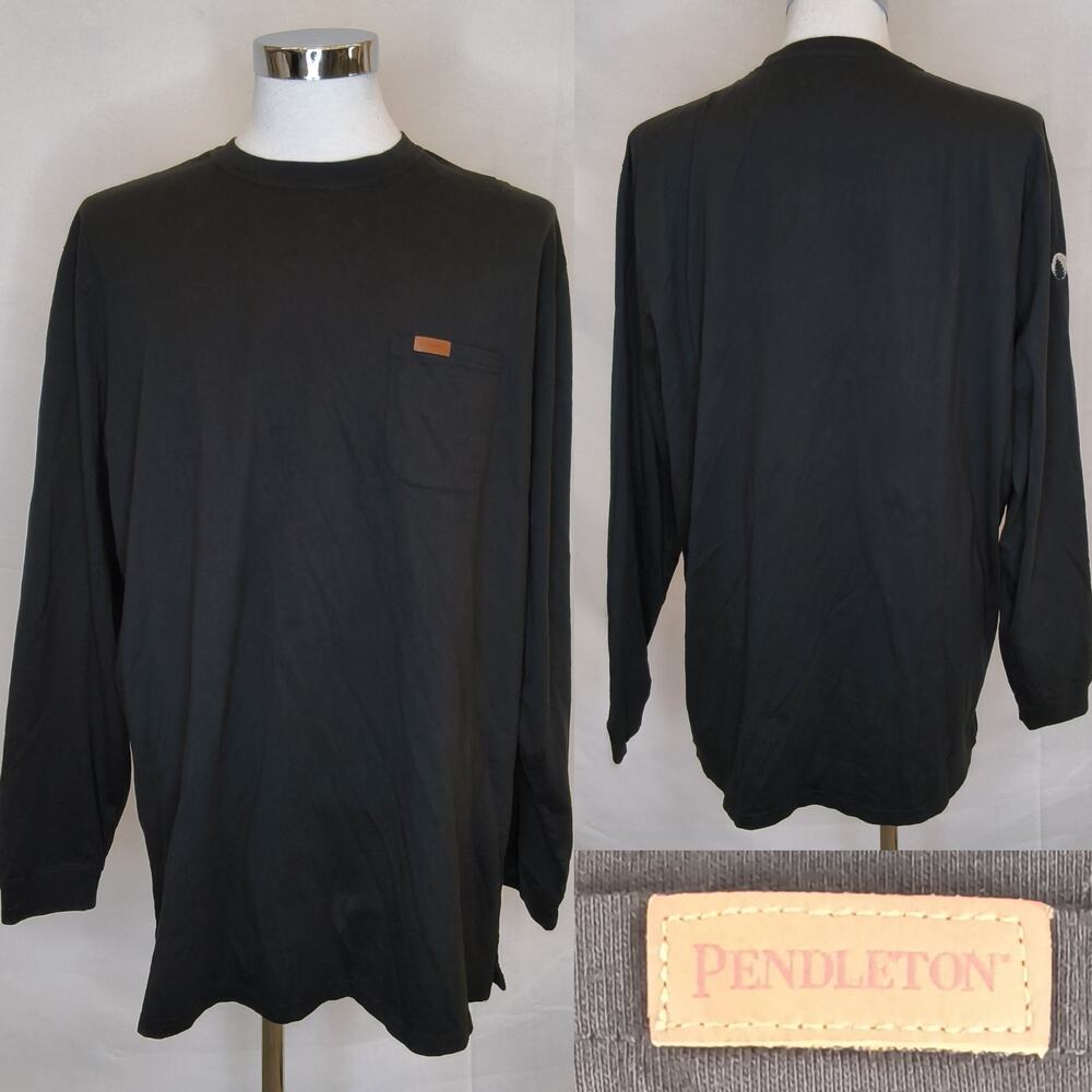 Pendleton Long Sleeve Pocket Tee Men's XXL Black NWT #W5557